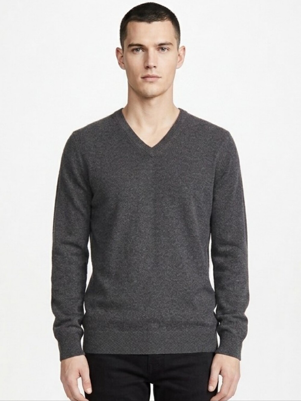 Daniel Cremieux Signature Mens Small Charcoal 100% Supima Cotton V-Neck Sweater